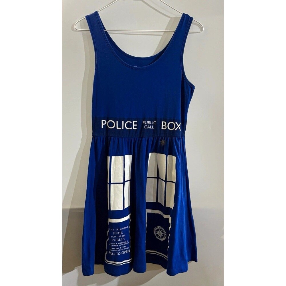 Her Universe Doctor Who TARDIS Blue Graphic Print Tank Dress Scoop Neck S